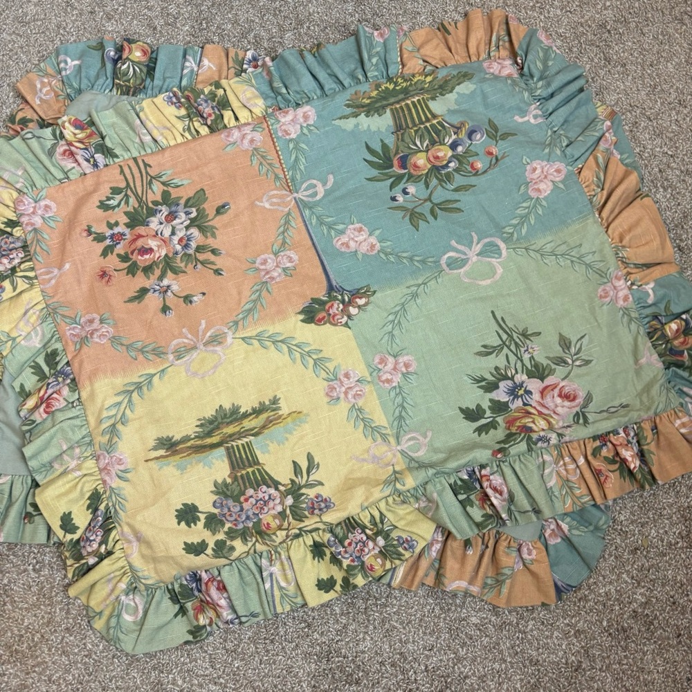 Legacy brand /ruffled bed shams-muted tone floral regency print-pair(2)-…